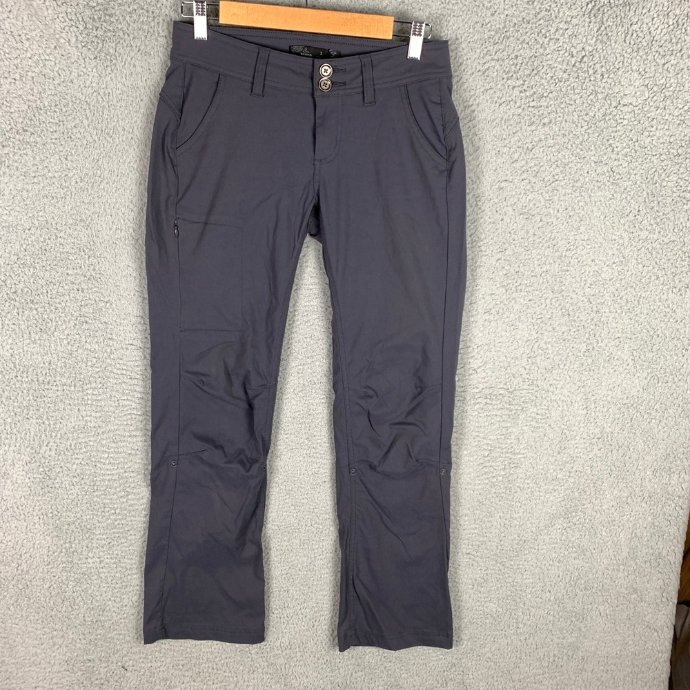 Prana Halleā Pants Stretch Convertible Hiking Travel Gray Size 2